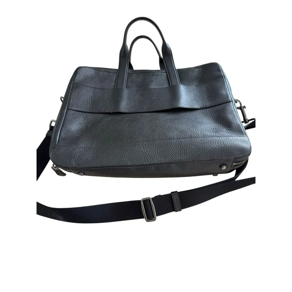 Coach Unisex Black Pebbled Leather Hamilton Business Travel Briefcase OS